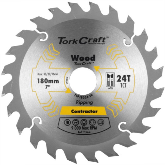 Blade Contractor 180 X 24T 30/20/16 Circular Saw Tct