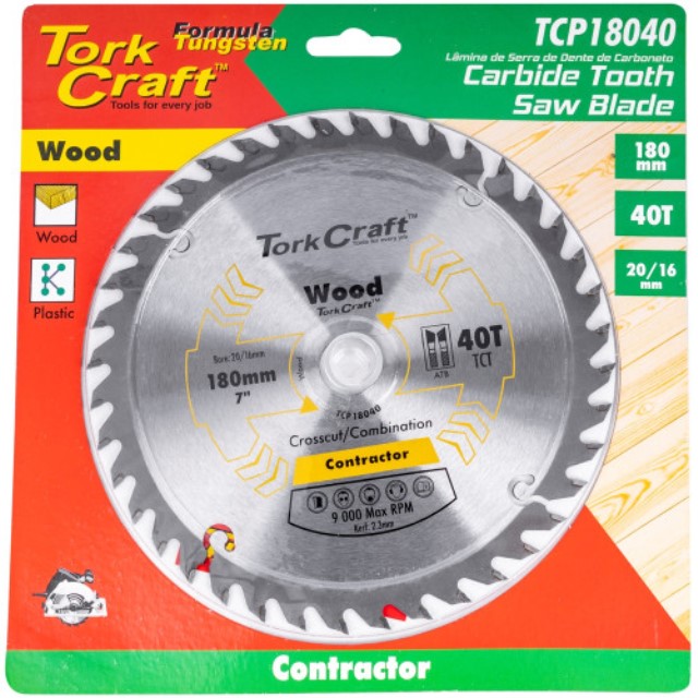 Blade Contractor 180 X 40T 20/16 Circular Saw Tct