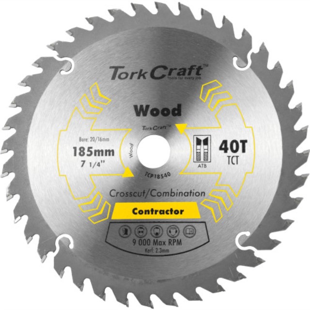 Blade Contractor 185 X 40T 20/16 Circular Saw Tct