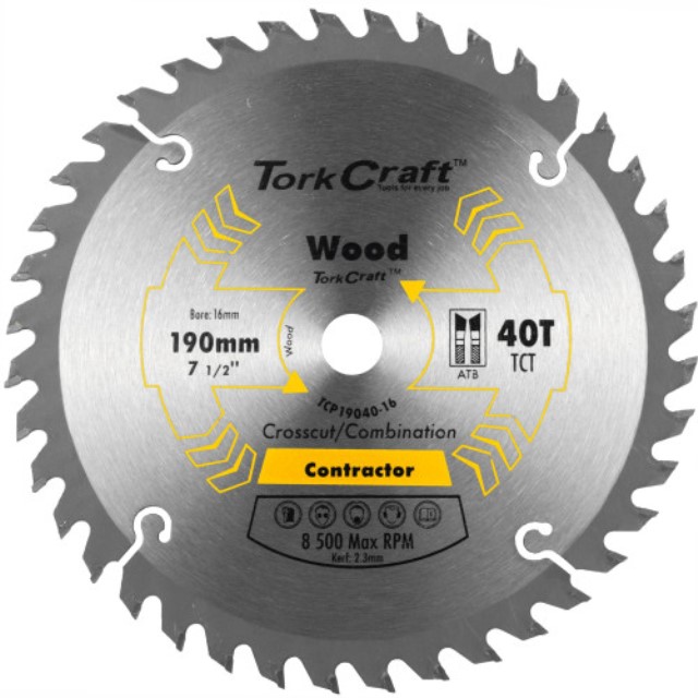 Blade Contractor 190 X 40T 16Mm Circular Saw Tct