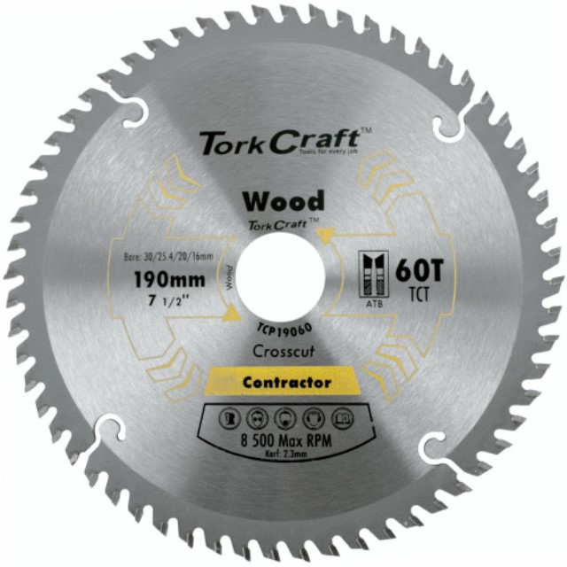 Blade Contractor 190 X 60T 30/1/20/16 Circular Saw Tct