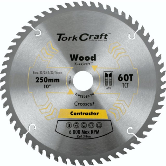 Blade Contractor 250 X 60T 30/20/16 Circular Saw Tct