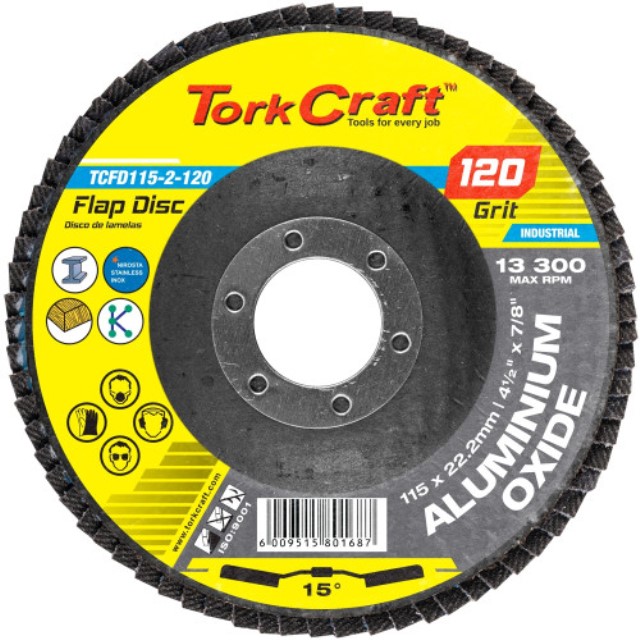 Flap Disc 115Mm 15 Deg.Angle 120Grit A/O