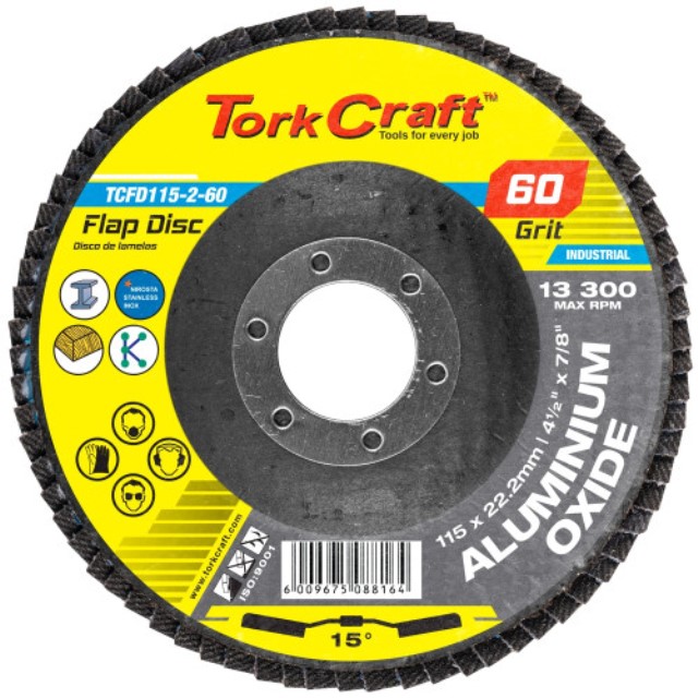 Flap Disc 115Mm 15 Deg.Angle 60Grit A/O
