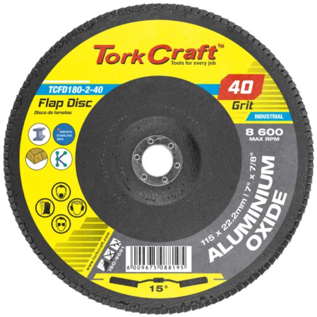 Flap Disc 180Mm 15 Deg.Angle 40Grit A/O