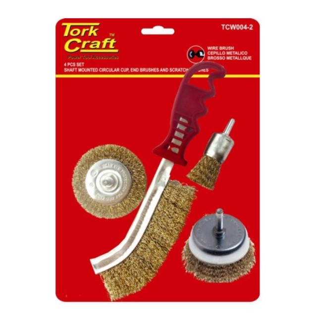 Wire Brush Set 4Pce With Hand Brush