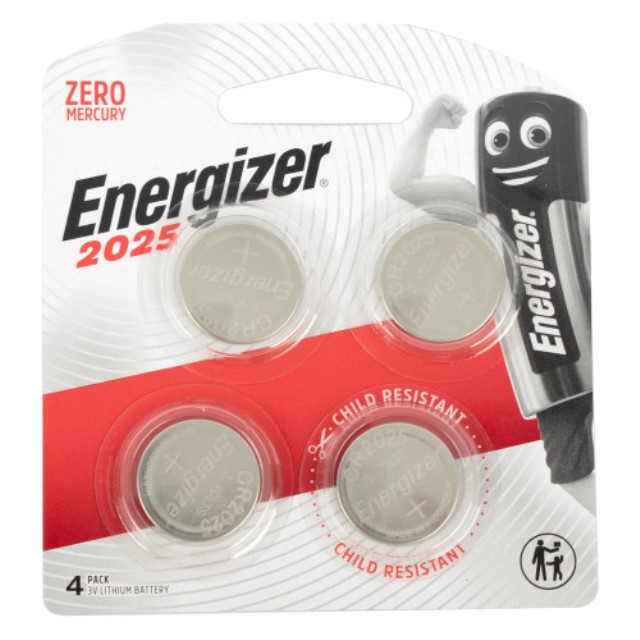 Energizer Cr2025 3V Lithium Coin Battery 4 Pack (Moq12)